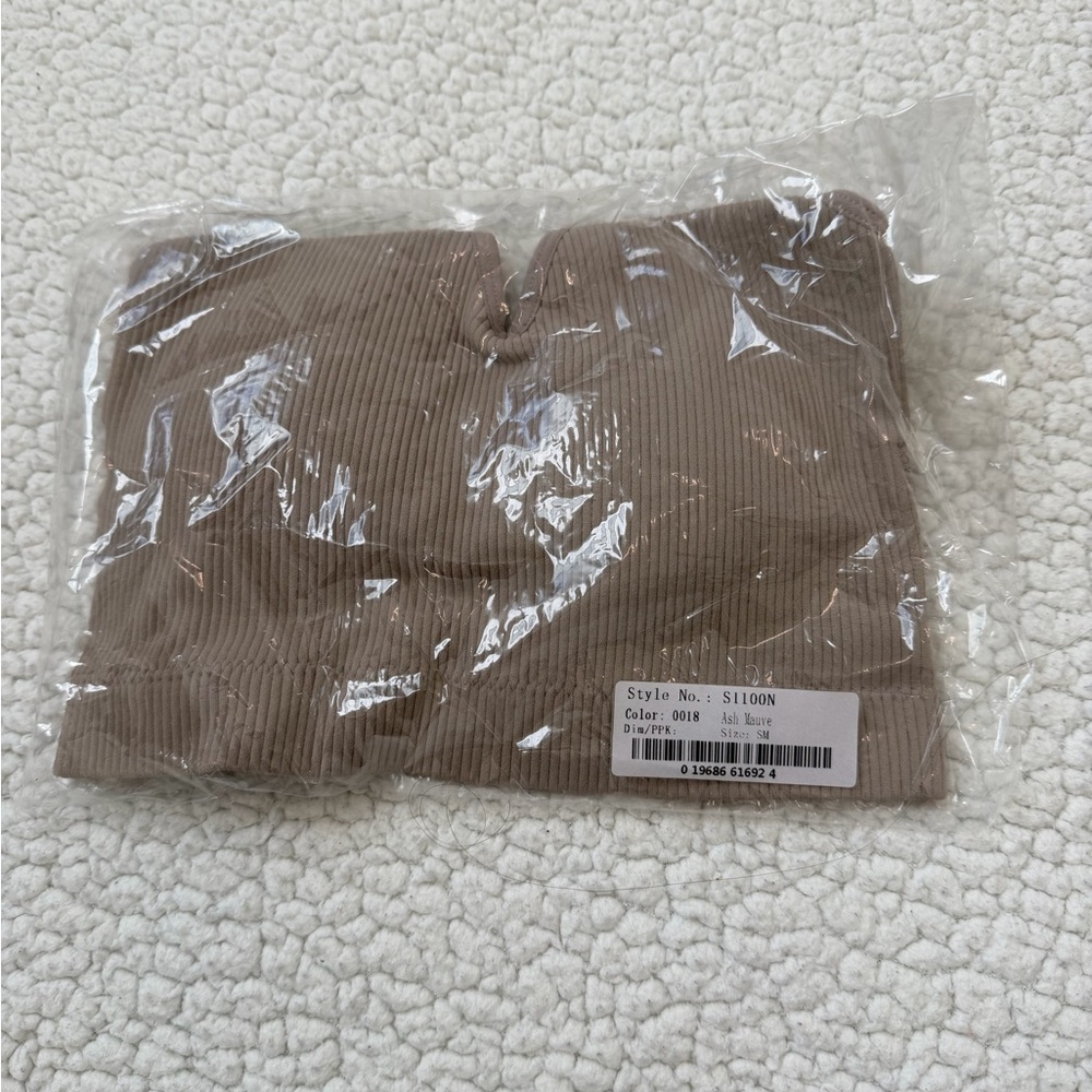 Brown Ribbed Crop Top - Picture 2 of 4